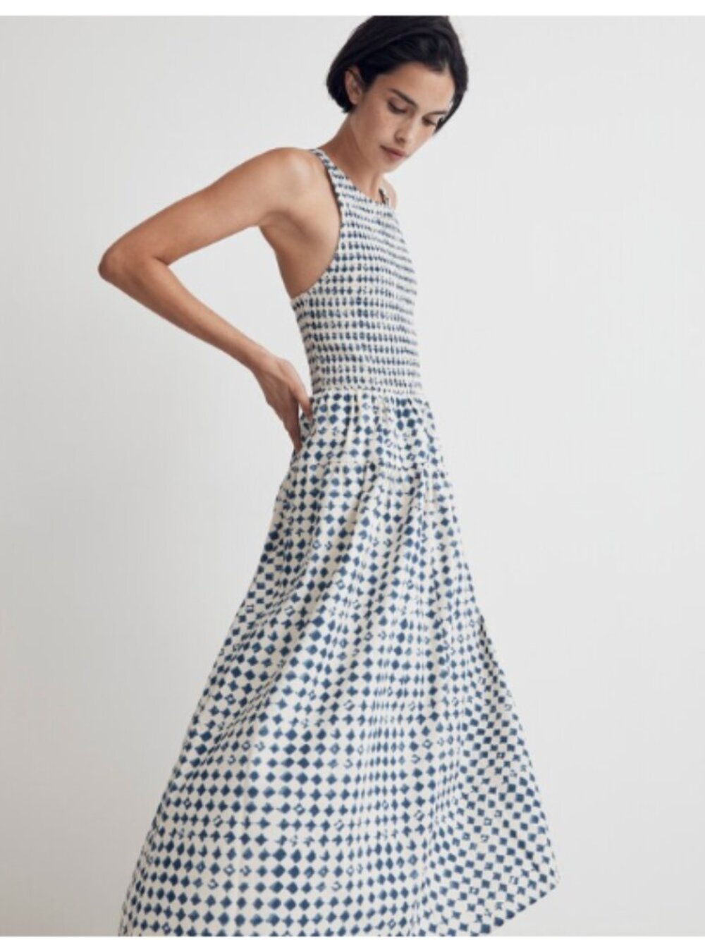 Halter Tiered Midi Dress in Shibori Print Size Medium